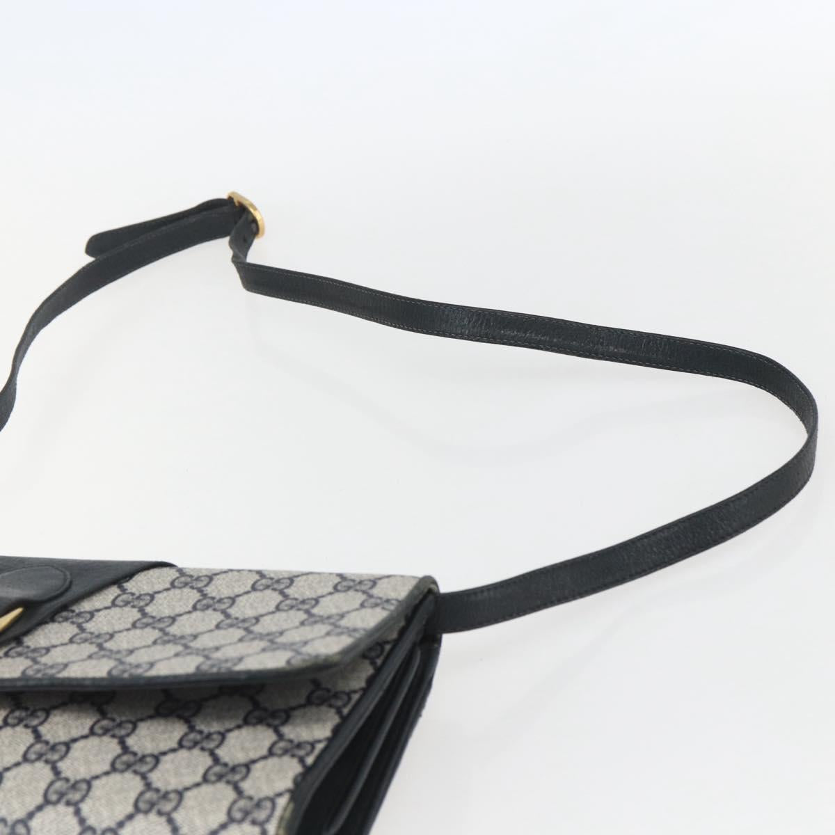 GUCCI GG Supreme Sherry Line Shoulder Bag PVC Red Navy Auth 155552