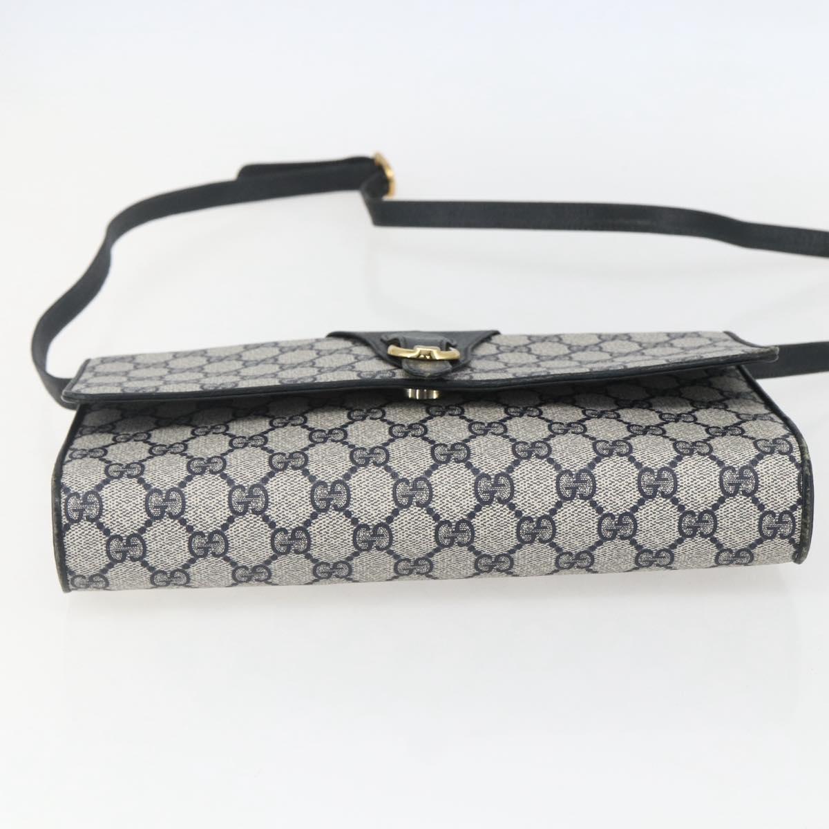 GUCCI GG Supreme Sherry Line Shoulder Bag PVC Red Navy Auth 155552