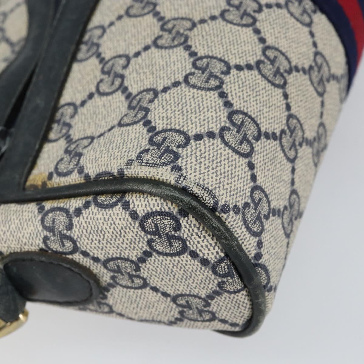 GUCCI GG Supreme Sherry Line Shoulder Bag PVC Navy Gold 010 378 Auth 155553