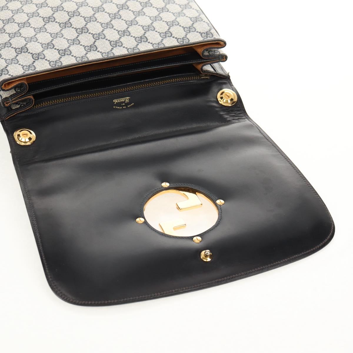 GUCCI Interlocking GG Supreme Shoulder Bag PVC Navy Gold Auth 155554V