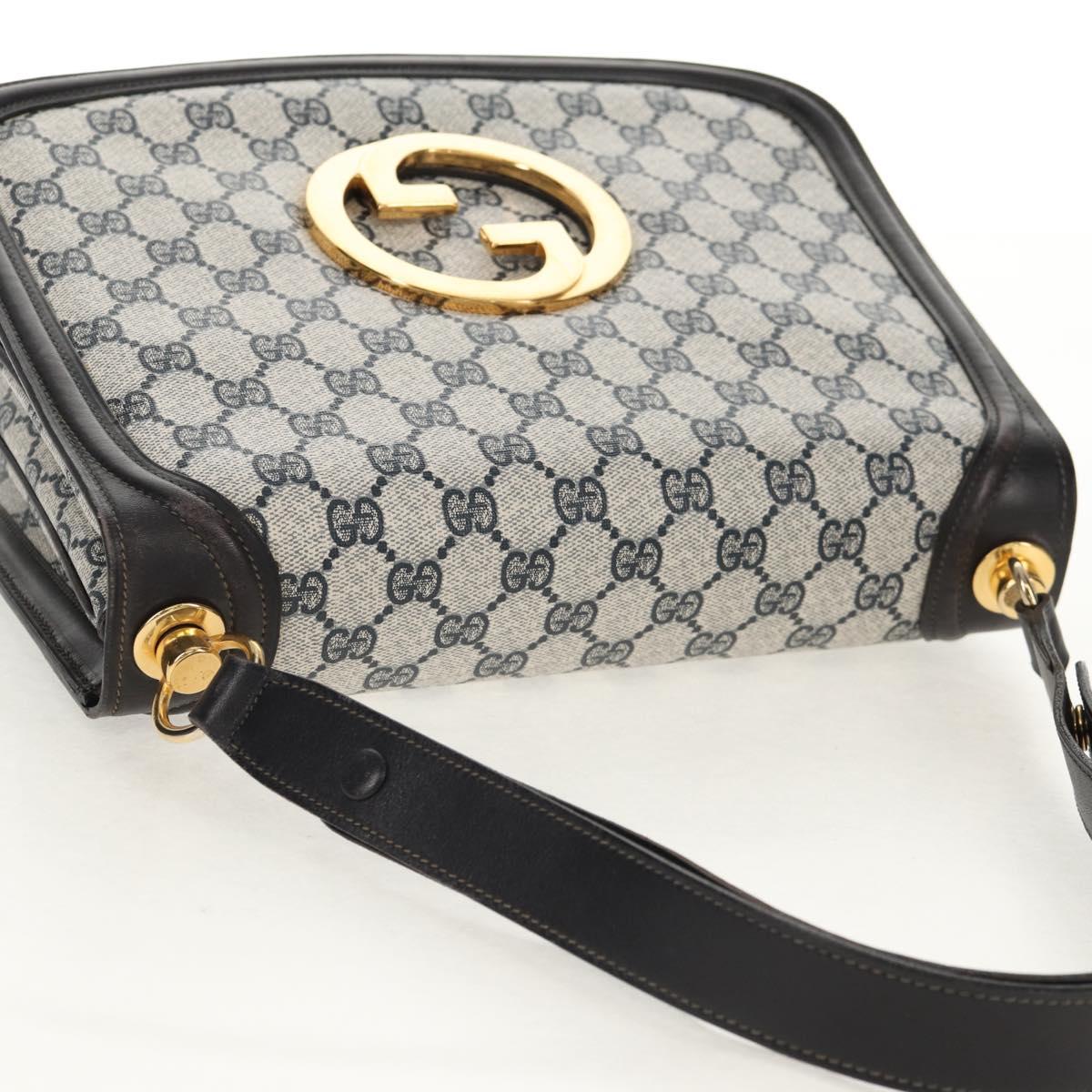 GUCCI Interlocking GG Supreme Shoulder Bag PVC Navy Gold Auth 155554V