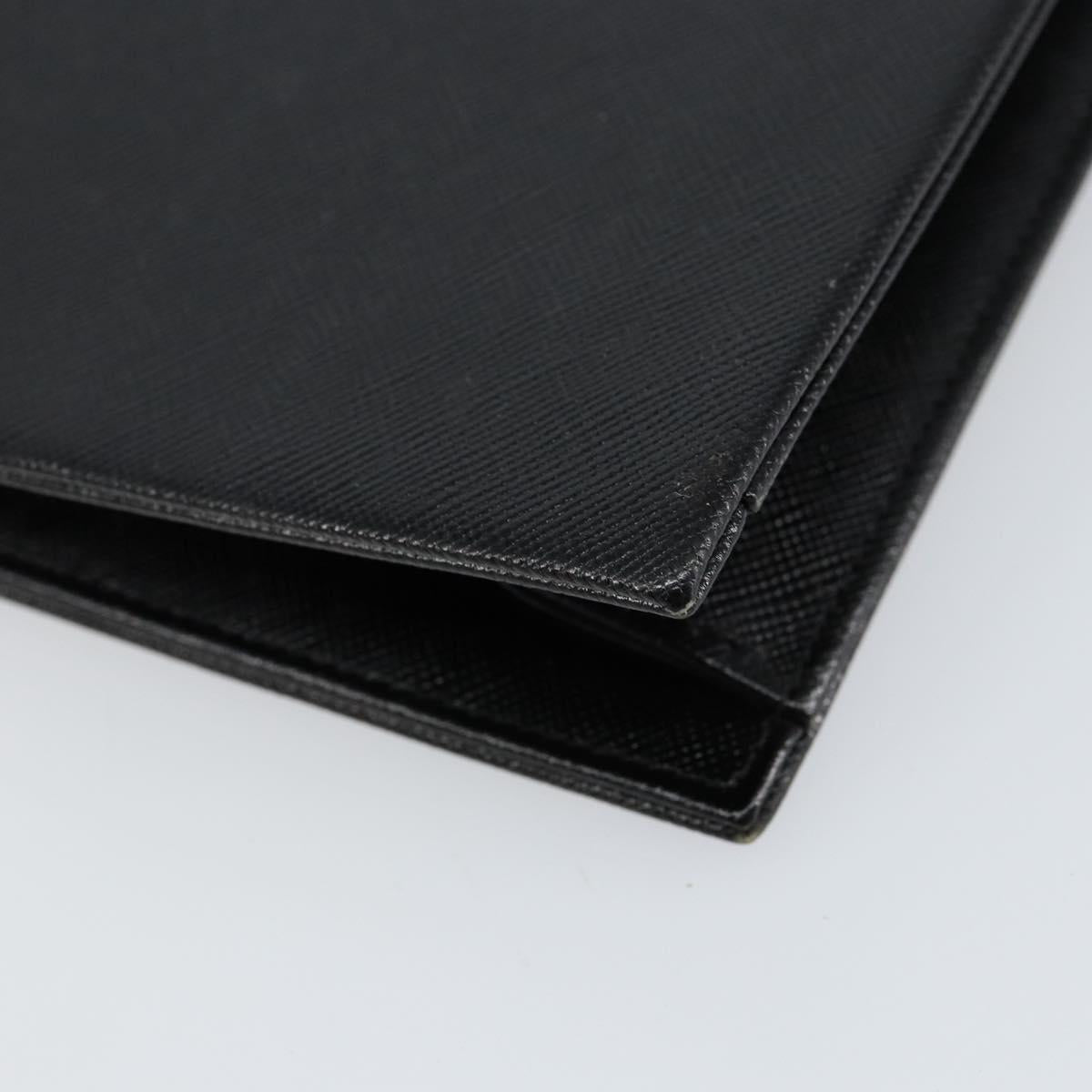 SAINT LAURENT Clutch Bag Leather Black Gold Auth 155556