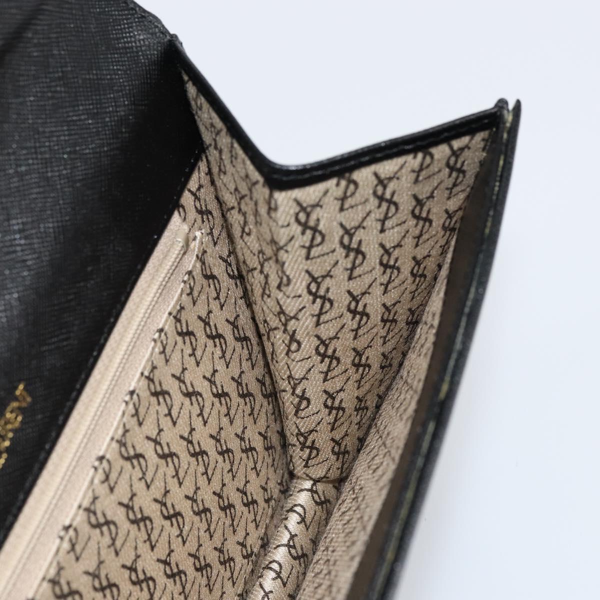 SAINT LAURENT Clutch Bag Leather Black Gold Auth 155556