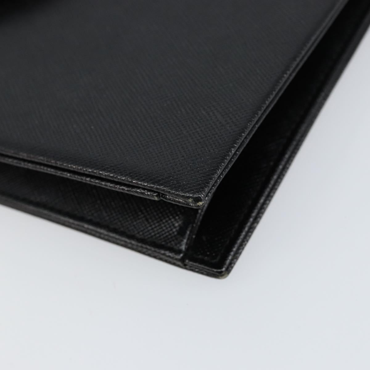 SAINT LAURENT Clutch Bag Leather Black Gold Auth 155556