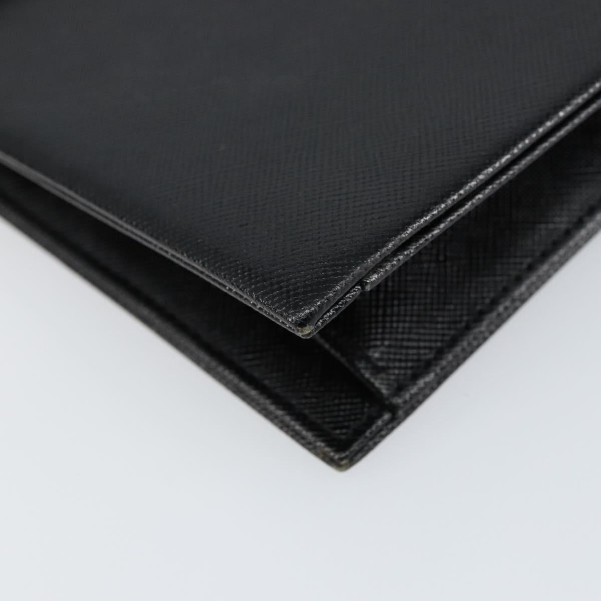 SAINT LAURENT Clutch Bag Leather Black Gold Auth 155556