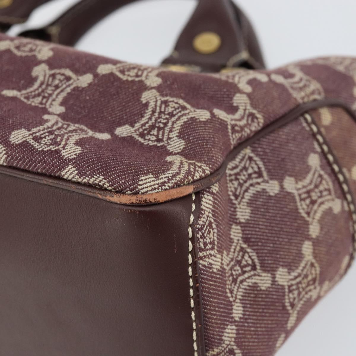 CELINE Paris Macadam Canvas Boogie bag Hand Bag Bordeaux Gold Auth 155559