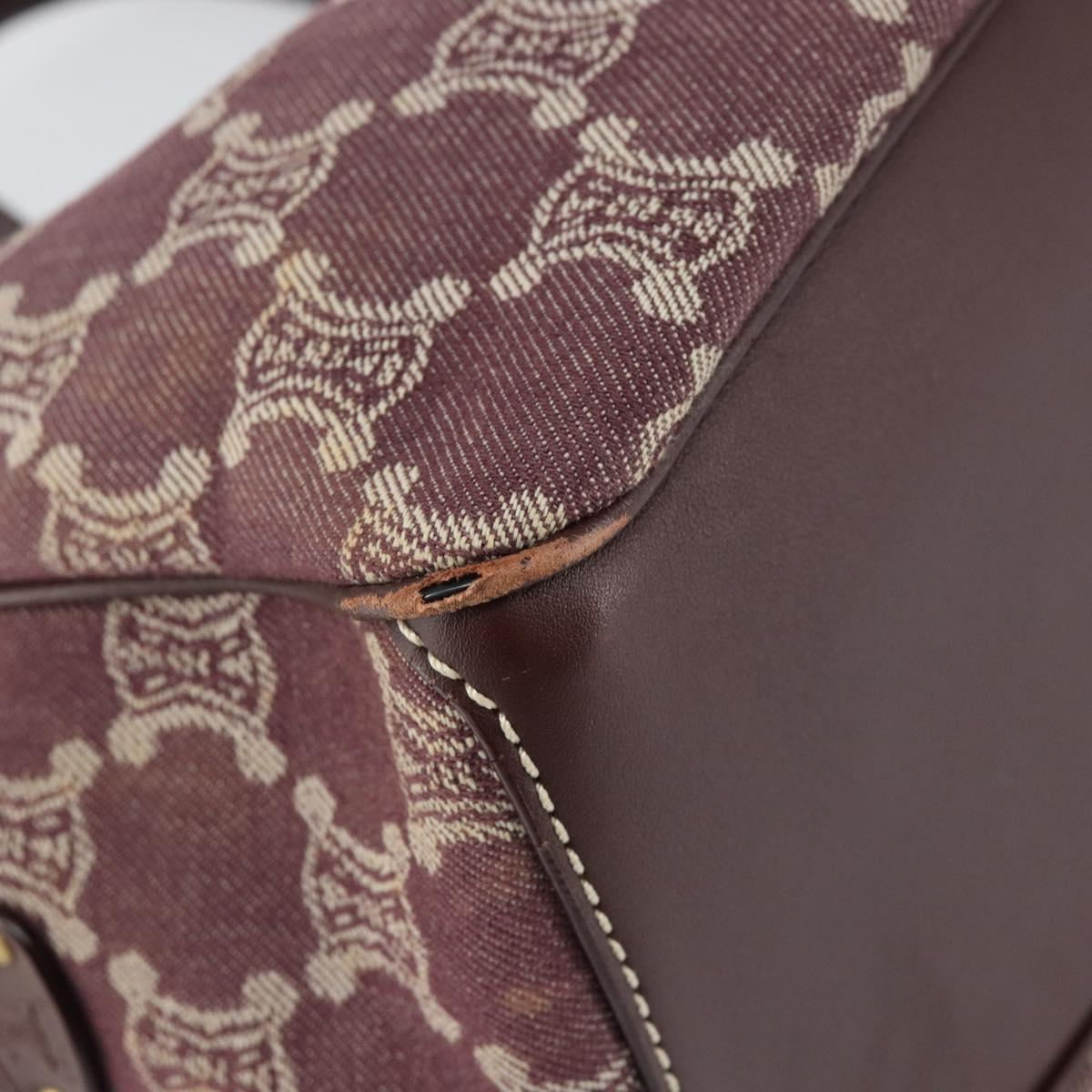 CELINE Paris Macadam Canvas Boogie bag Hand Bag Bordeaux Gold Auth 155559