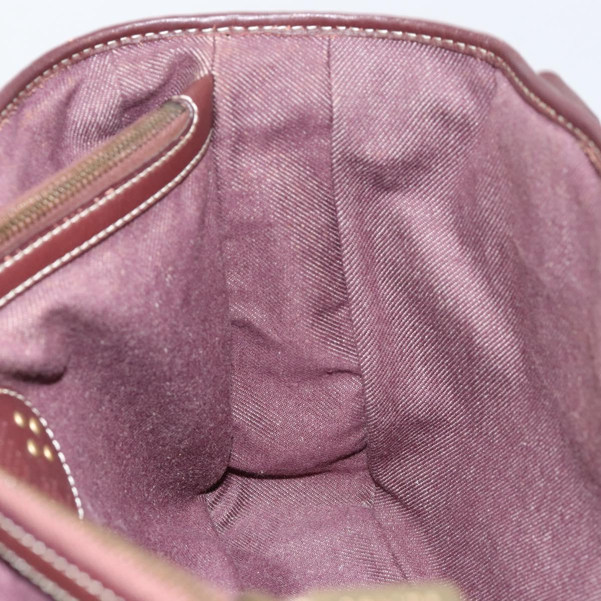 CELINE Paris Macadam Canvas Boogie bag Hand Bag Bordeaux Gold Auth 155559