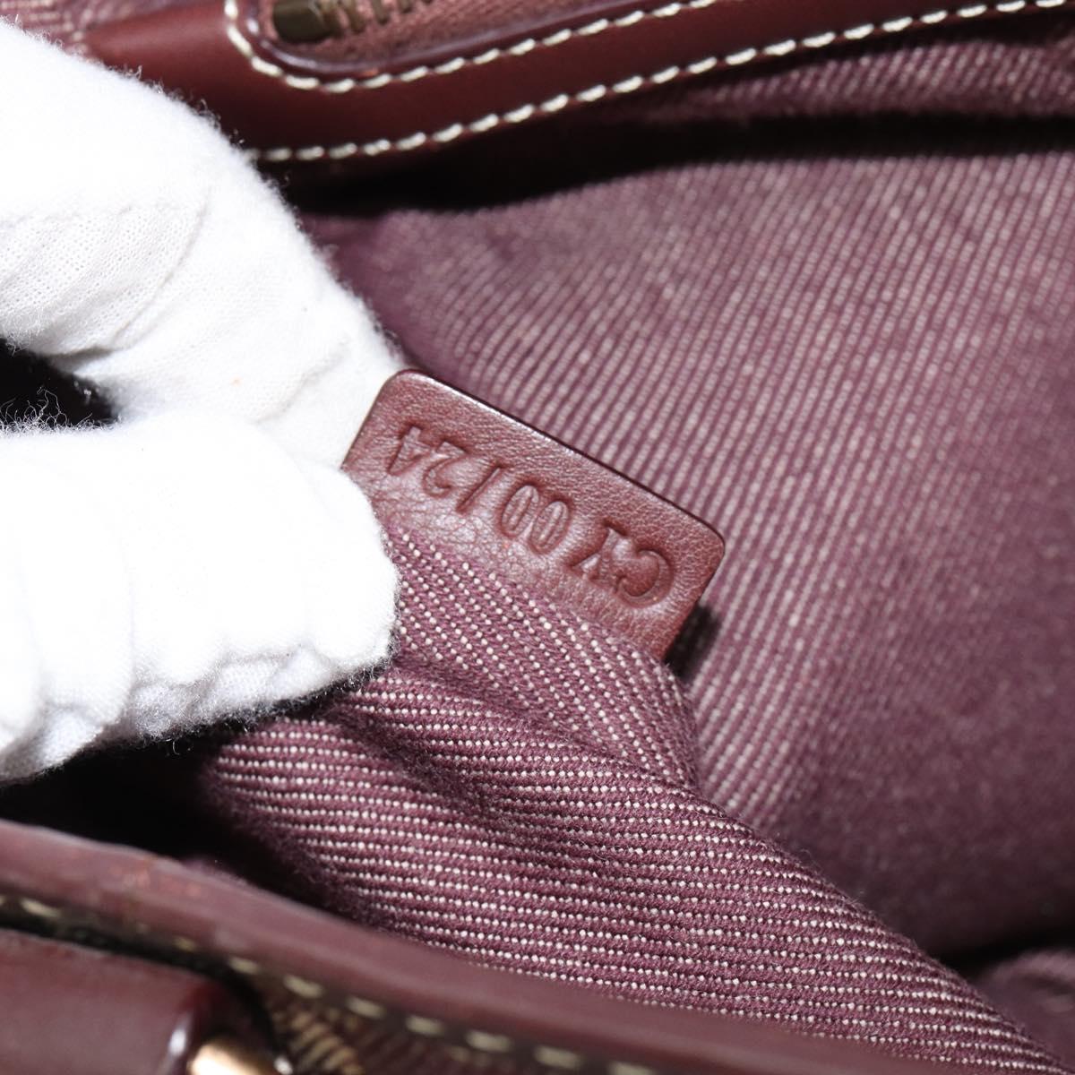 CELINE Paris Macadam Canvas Boogie bag Hand Bag Bordeaux Gold Auth 155559