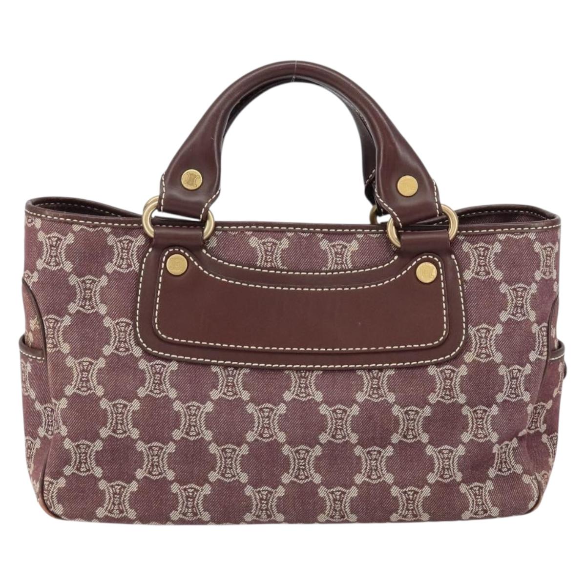CELINE Paris Macadam Canvas Boogie bag Hand Bag Bordeaux Gold Auth 155559