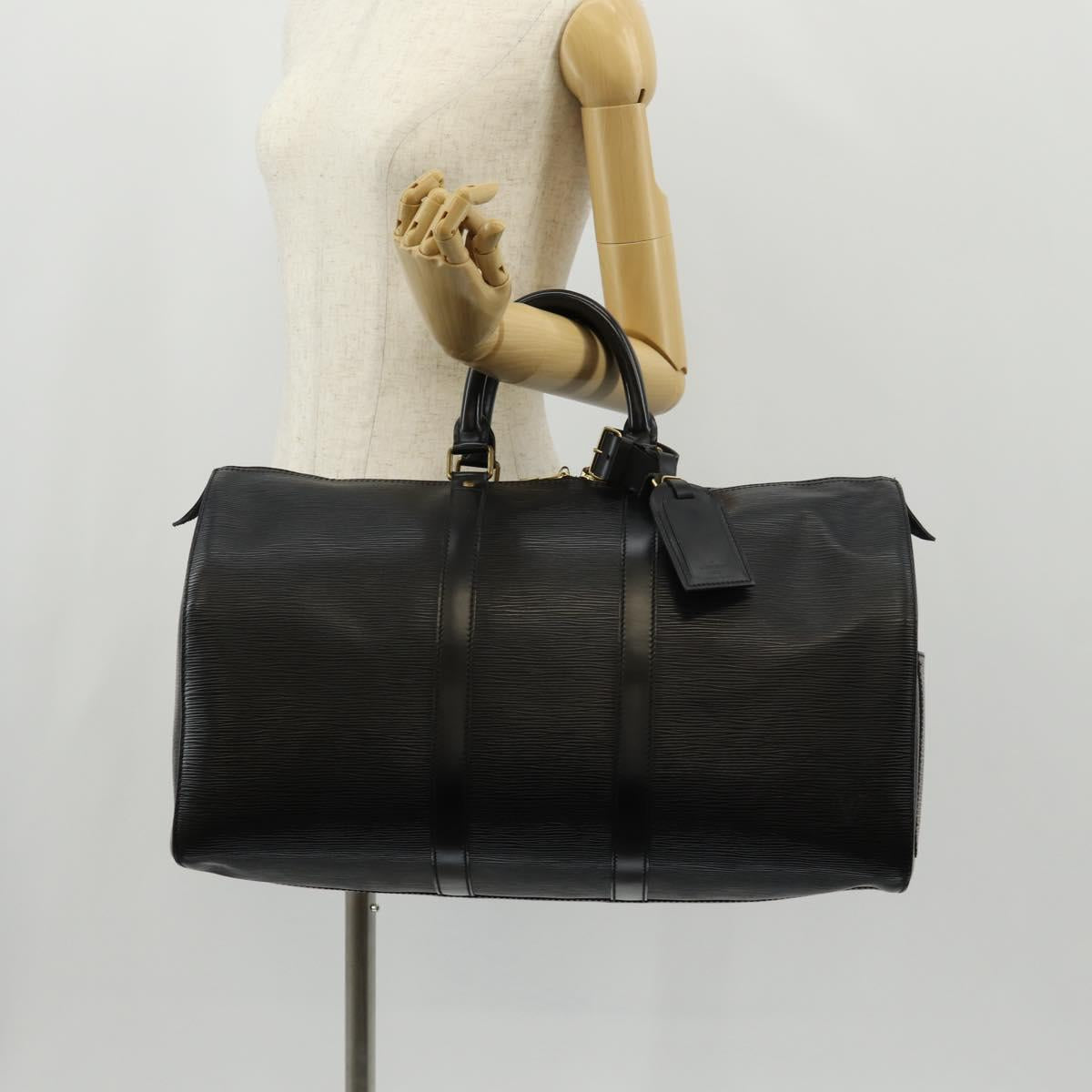LOUIS VUITTON Epi Keepall 45 Boston Bag Black M42972 LV Auth 155560V