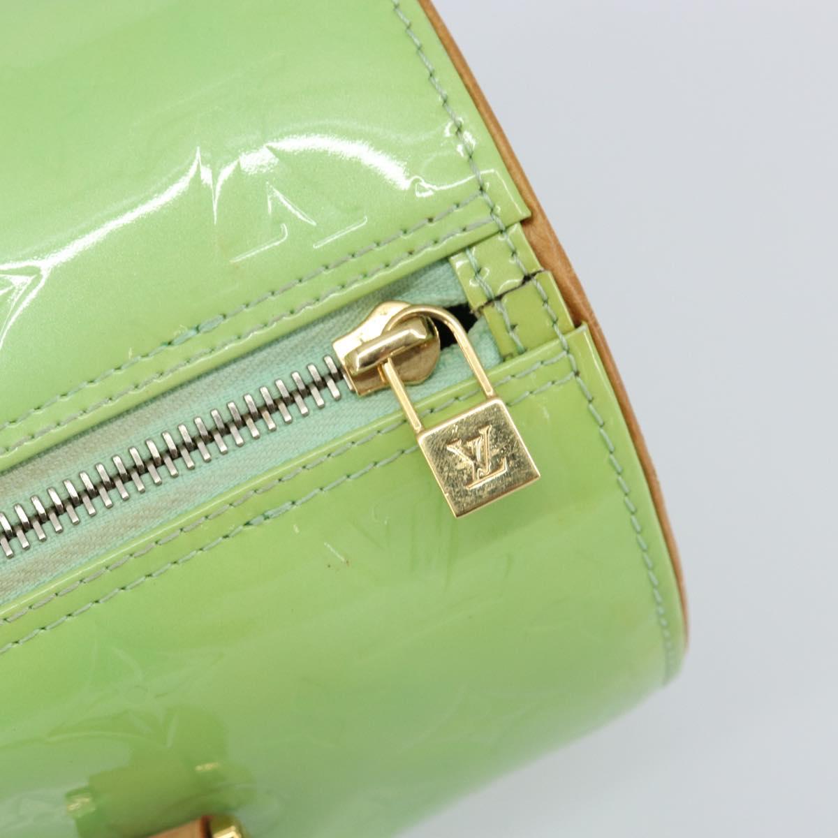 LOUIS VUITTON Monogram Vernis Bedford Hand Bag LIme Green LV Auth 155583