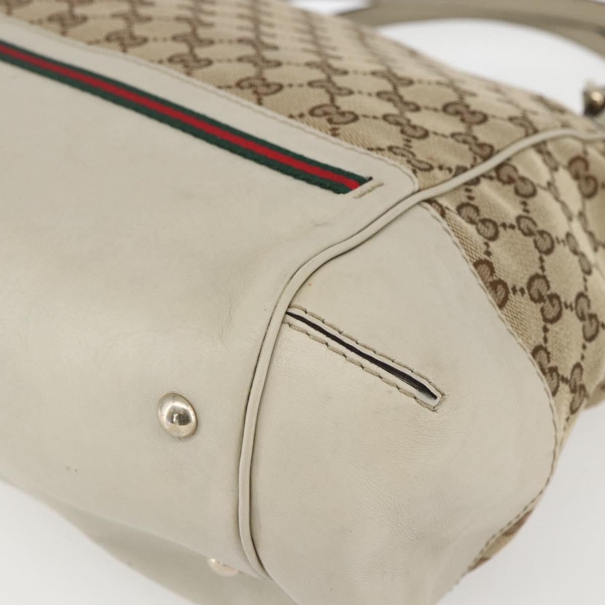 GUCCI Pretty GG Canvas Web Sherry Line Hand Bag Beige Gold 257349 Auth 155585
