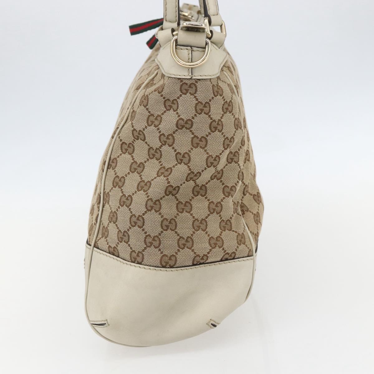 GUCCI Pretty GG Canvas Web Sherry Line Hand Bag Beige Gold 257349 Auth 155585