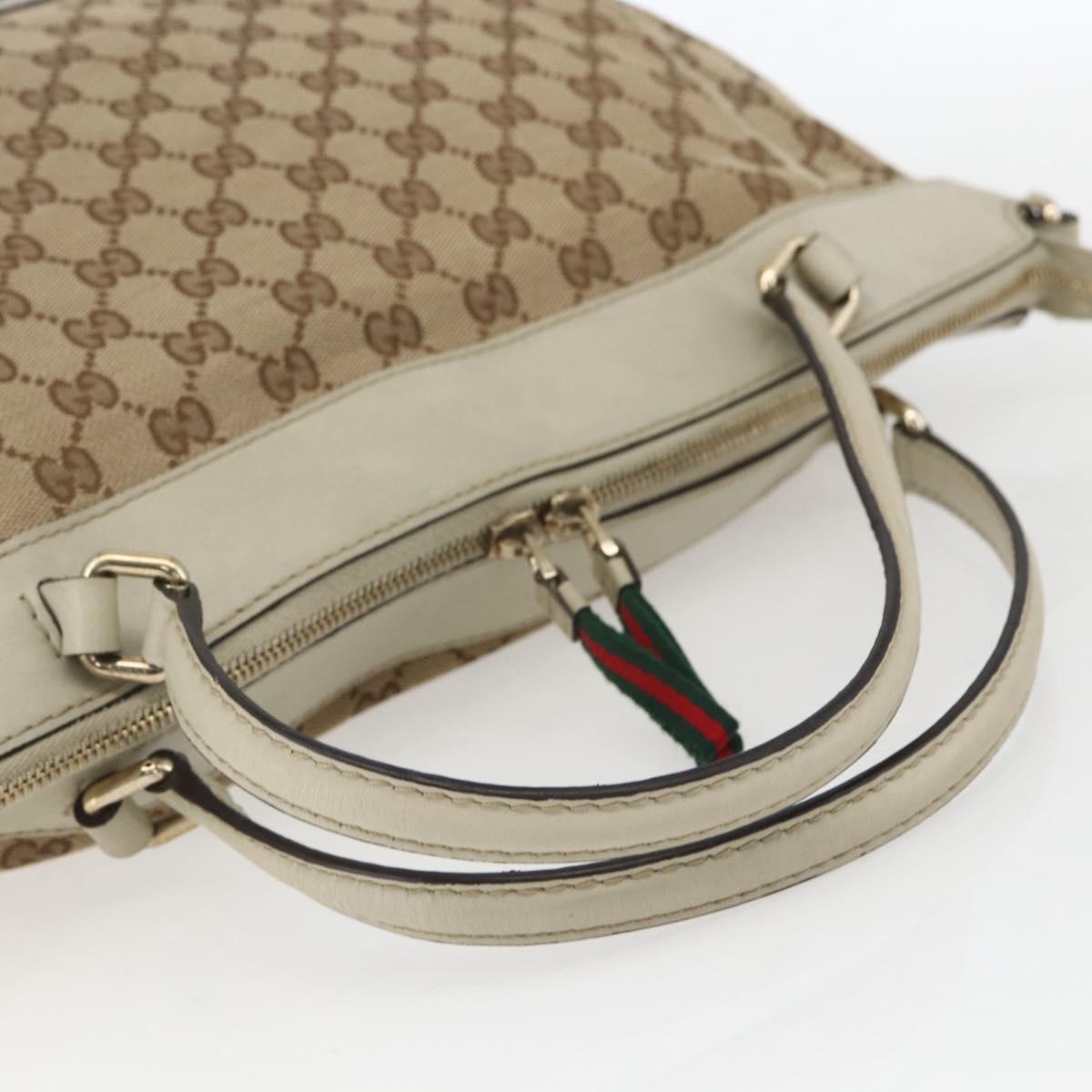 GUCCI Pretty GG Canvas Web Sherry Line Hand Bag Beige Gold 257349 Auth 155585