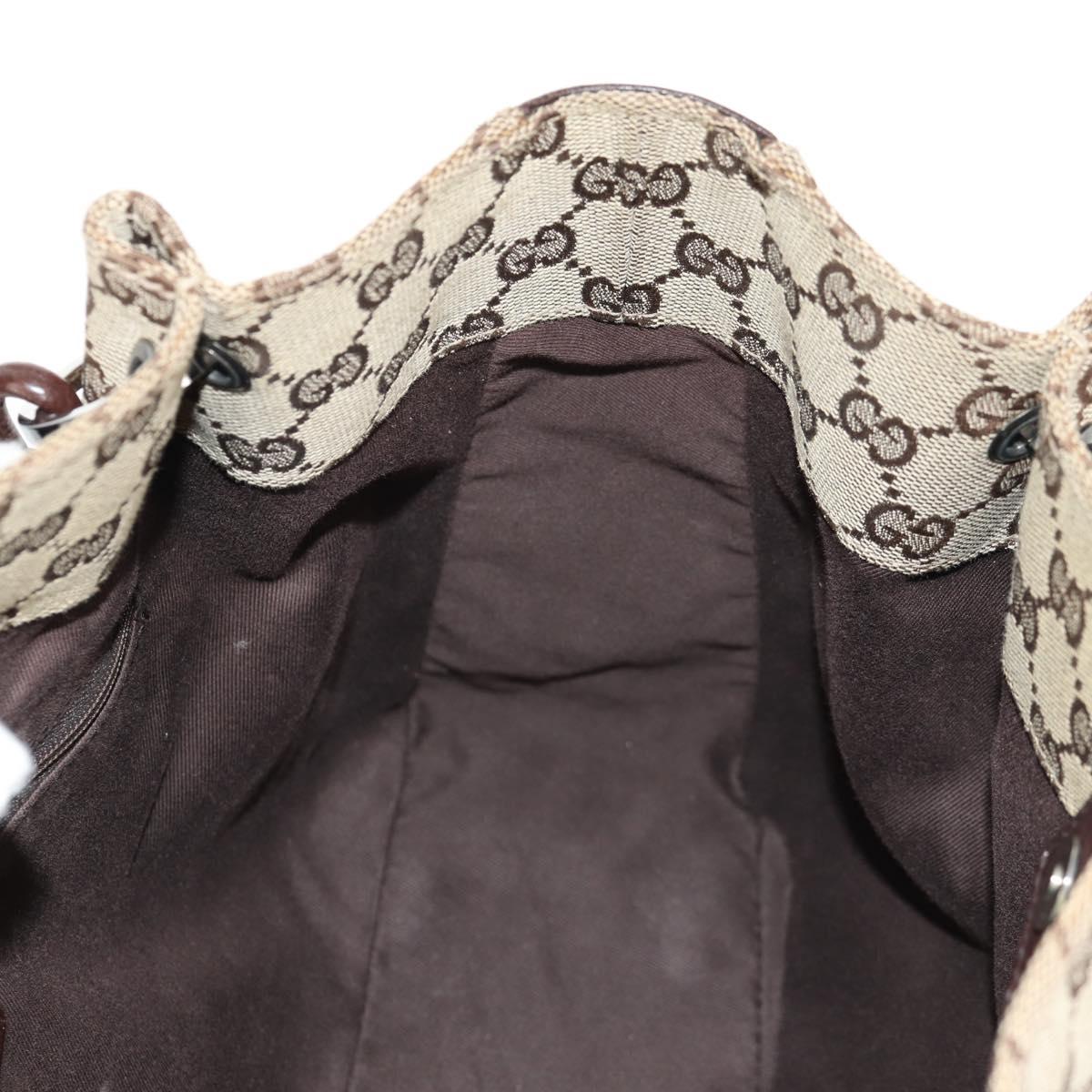 GUCCI GG Canvas Hand Bag Beige Silver 115007 Auth 155587V