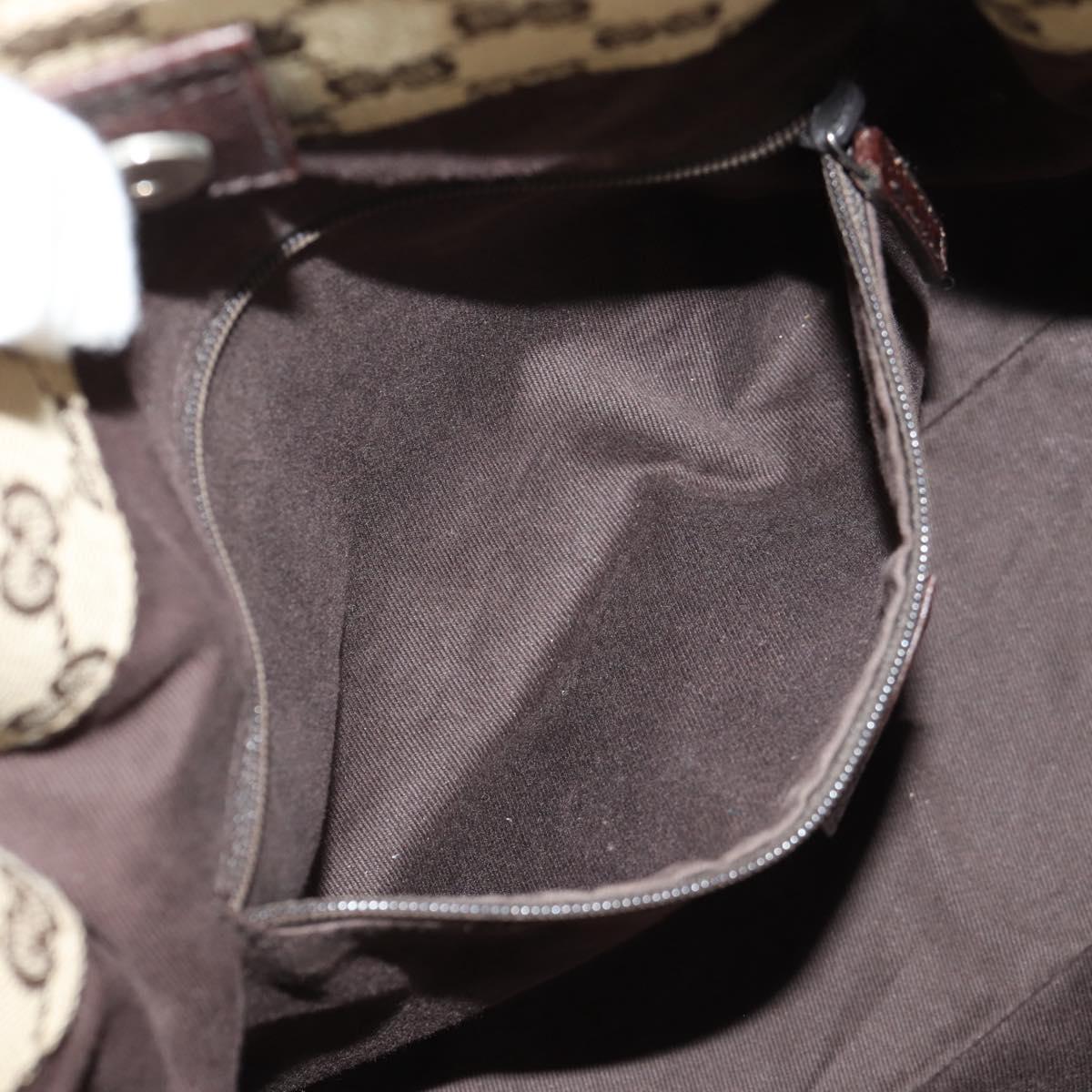 GUCCI GG Canvas Hand Bag Beige Silver 115007 Auth 155587V