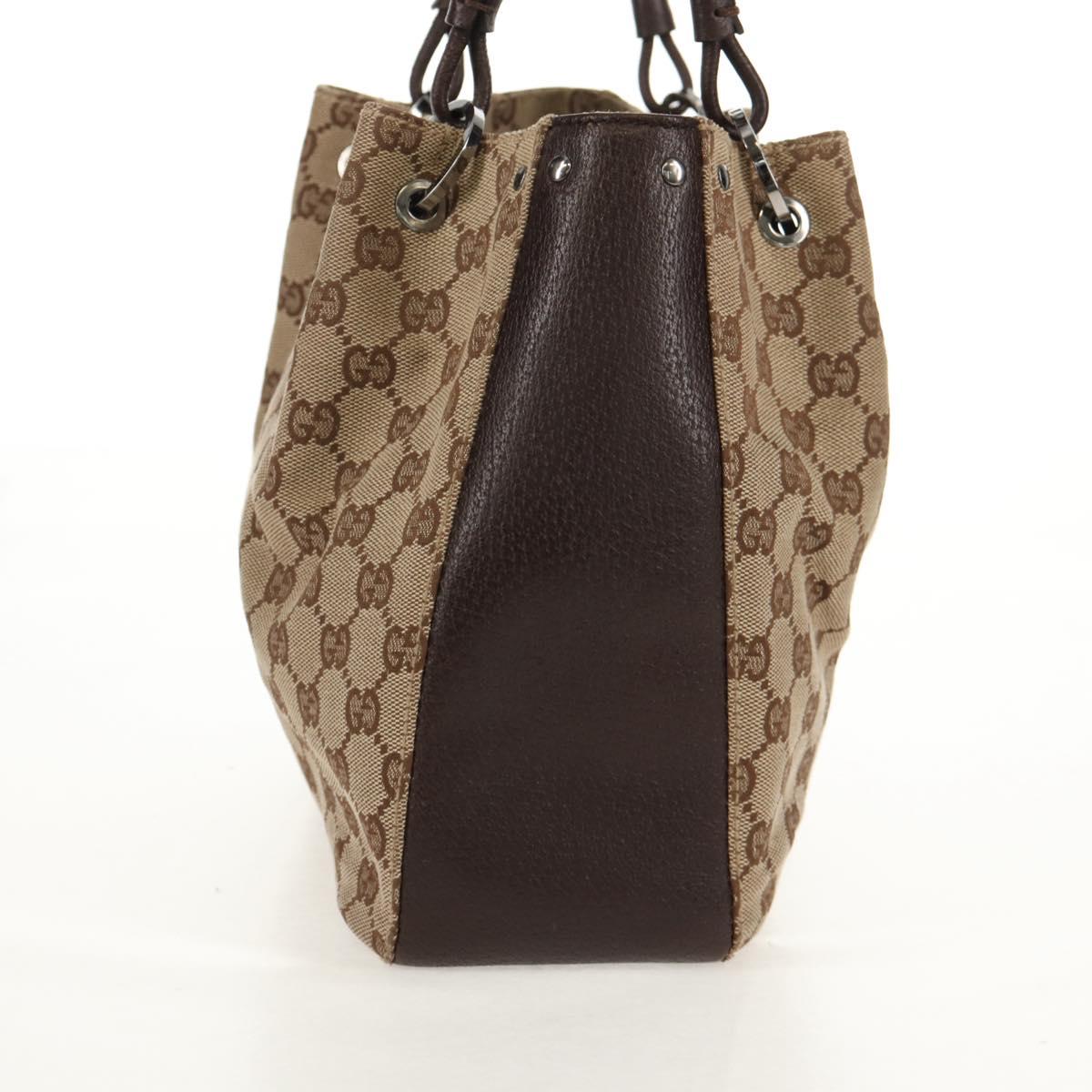 GUCCI GG Canvas Hand Bag Beige Silver 115007 Auth 155587V