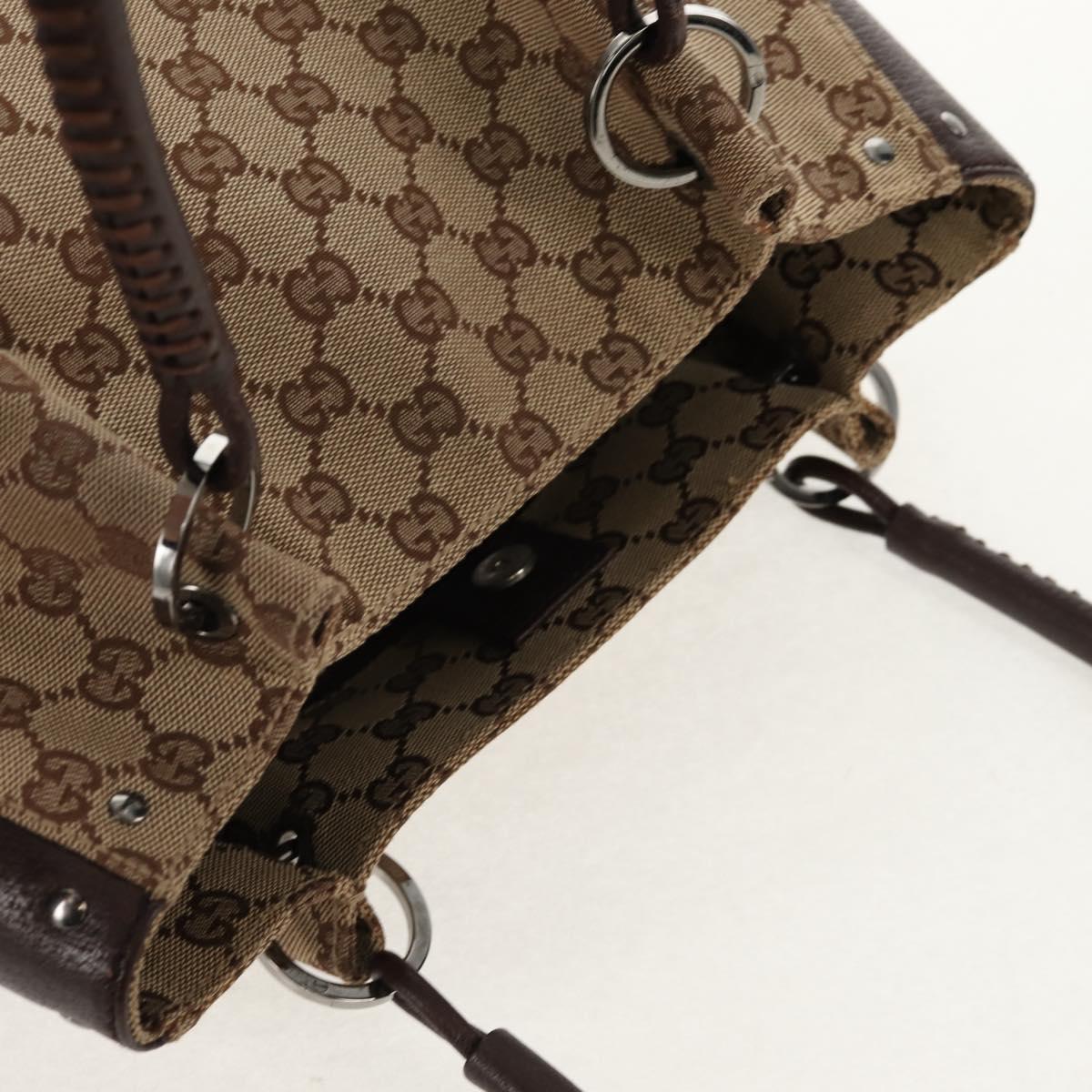 GUCCI GG Canvas Hand Bag Beige Silver 115007 Auth 155587V