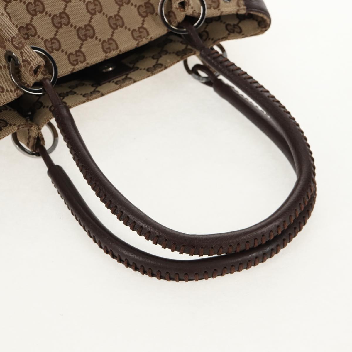 GUCCI GG Canvas Hand Bag Beige Silver 115007 Auth 155587V