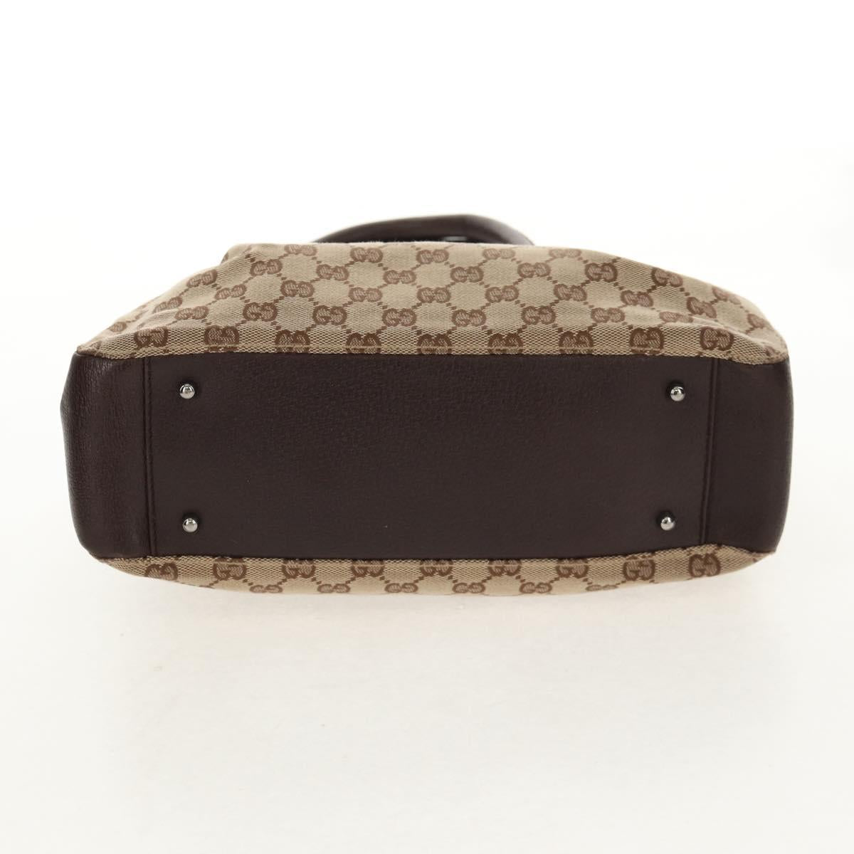 GUCCI GG Canvas Hand Bag Beige Silver 115007 Auth 155587V