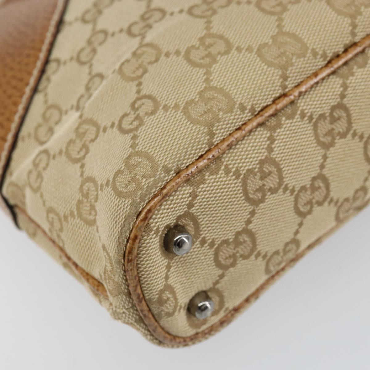 GUCCI GG Canvas Hand Bag Beige Silver 113015 Auth 155589