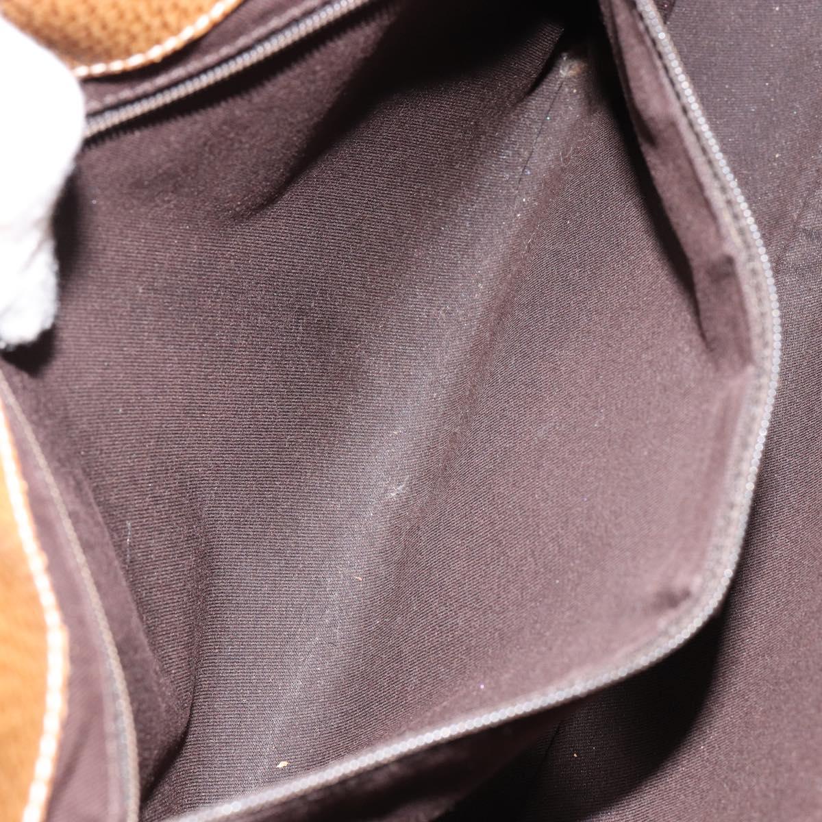 GUCCI GG Canvas Hand Bag Beige Silver 113015 Auth 155589