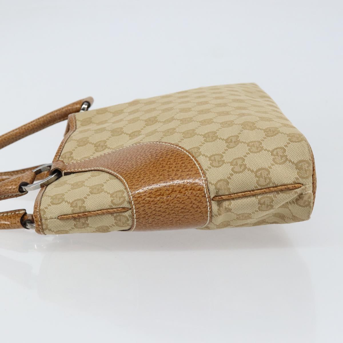 GUCCI GG Canvas Hand Bag Beige Silver 113015 Auth 155589