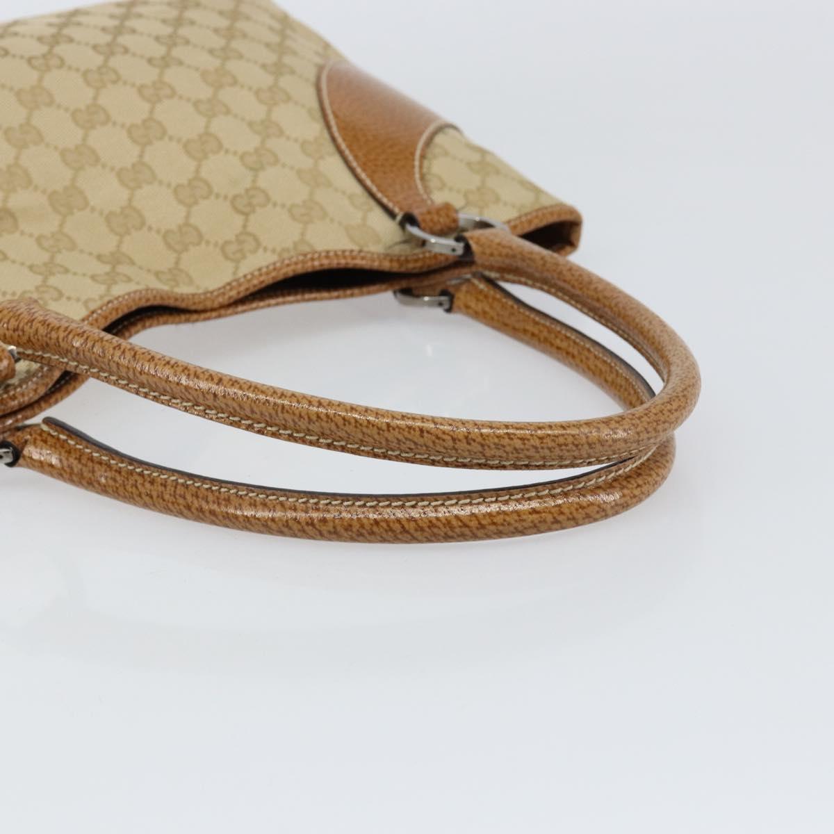 GUCCI GG Canvas Hand Bag Beige Silver 113015 Auth 155589