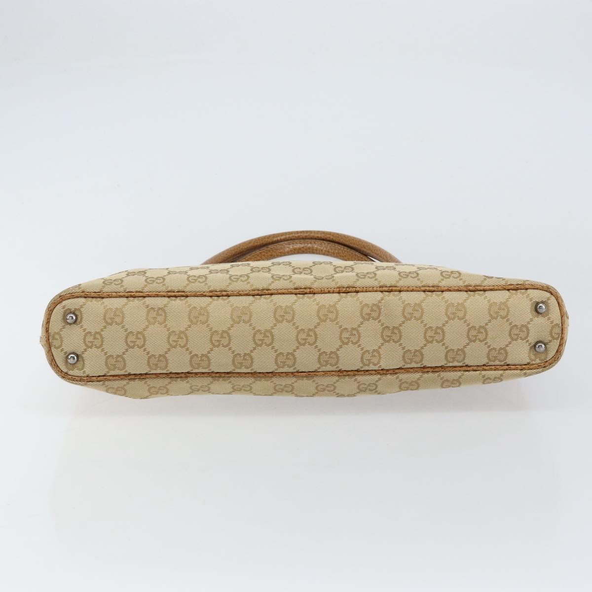 GUCCI GG Canvas Hand Bag Beige Silver 113015 Auth 155589