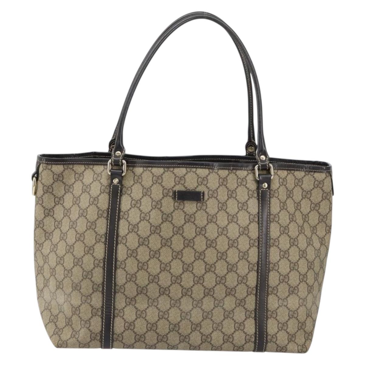 GUCCI GG Supreme Tote Bag PVC Beige Gold 197953 Auth 155590