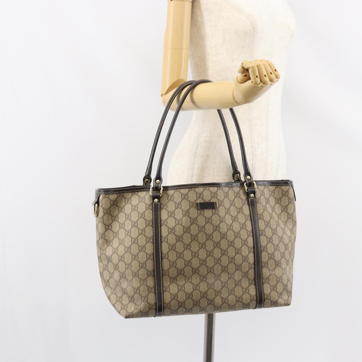 GUCCI GG Supreme Tote Bag PVC Beige Gold 197953 Auth 155590