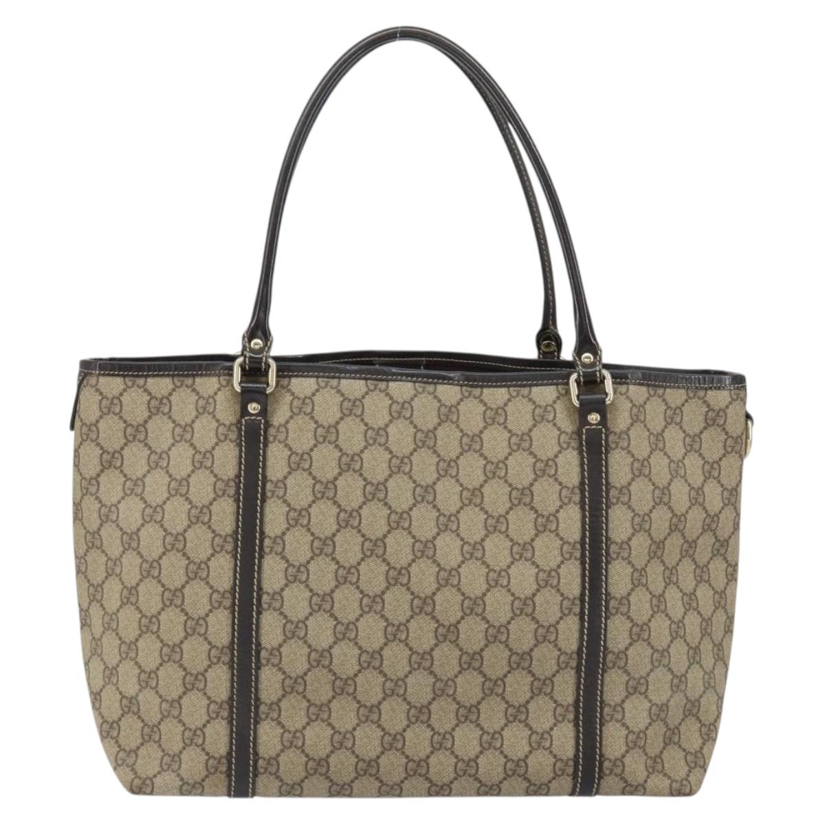 GUCCI GG Supreme Tote Bag PVC Beige Gold 197953 Auth 155590