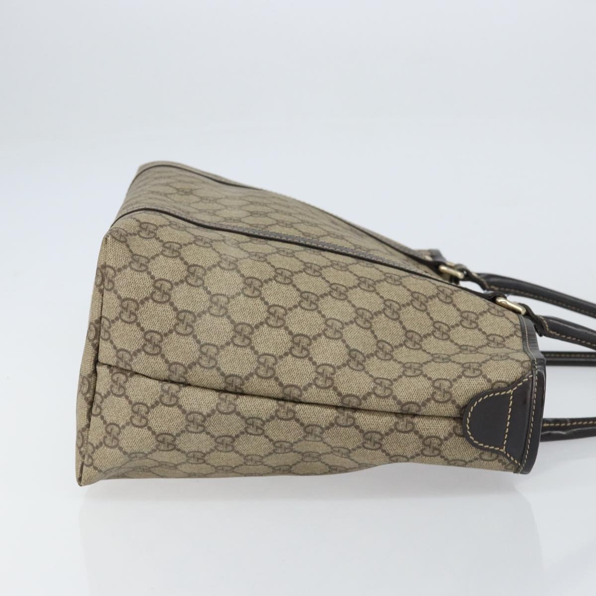 GUCCI GG Supreme Tote Bag PVC Beige Gold 197953 Auth 155590
