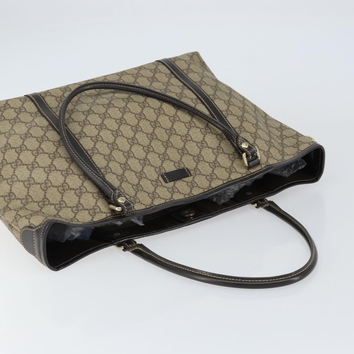 GUCCI GG Supreme Tote Bag PVC Beige Gold 197953 Auth 155590