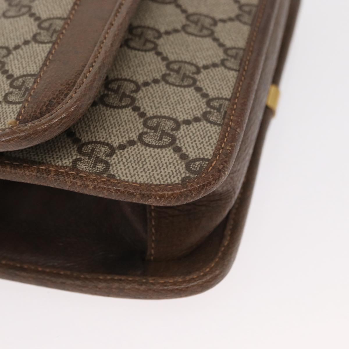 GUCCI GG Supreme Web Sherry Line Shoulder Bag PVC Beige Gold Auth 155593