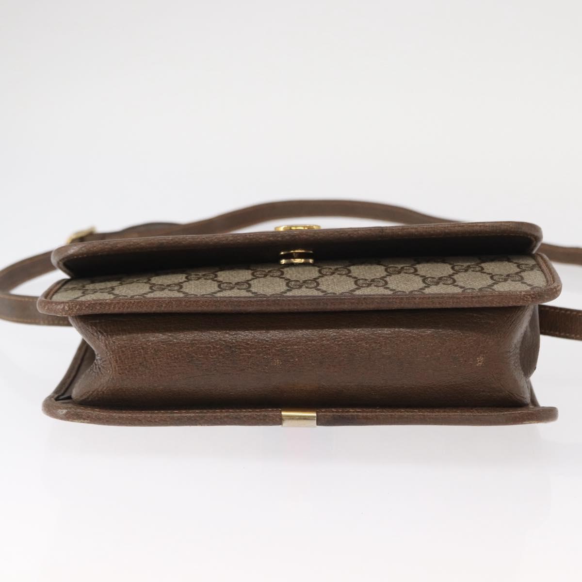 GUCCI GG Supreme Web Sherry Line Shoulder Bag PVC Beige Gold Auth 155593