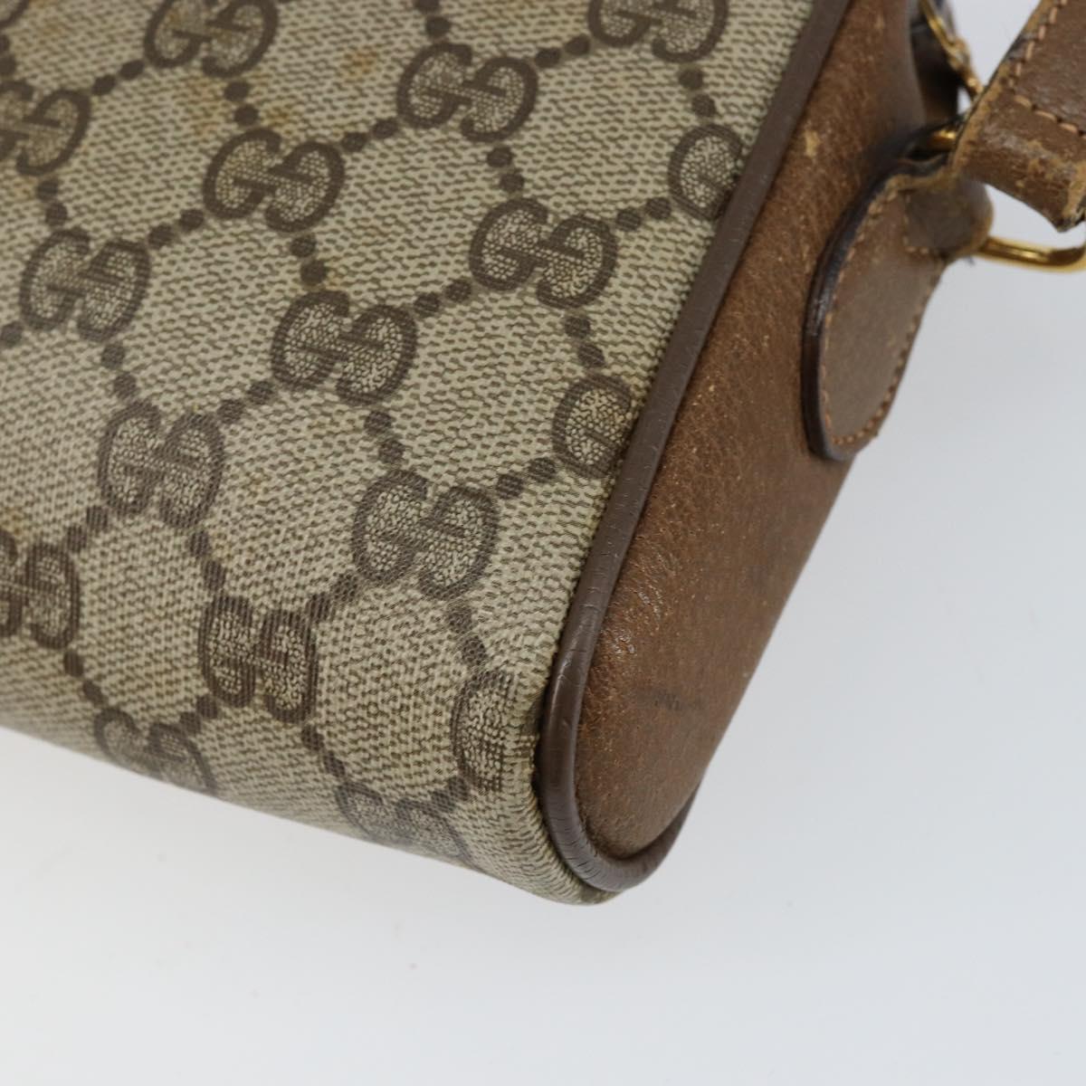 GUCCI GG Supreme Web Sherry Line Bag PVC Beige Gold 116 02 055 Auth 155594