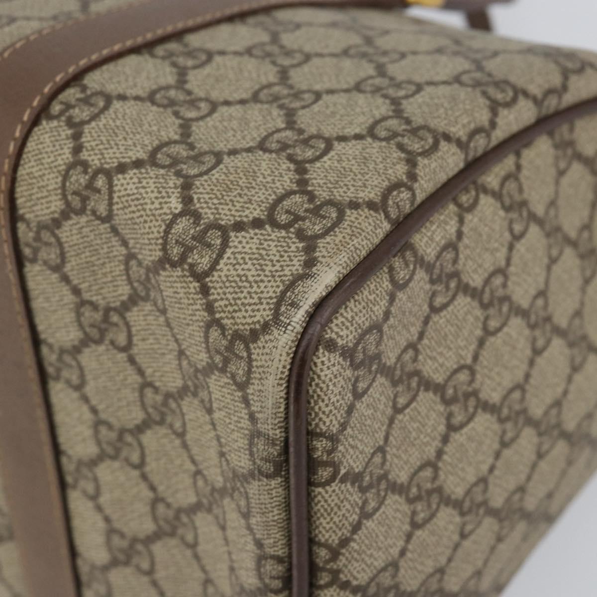 GUCCI GG Supreme Boston Bag PVC Beige Gold 001 39 6842 4023 Auth 155596