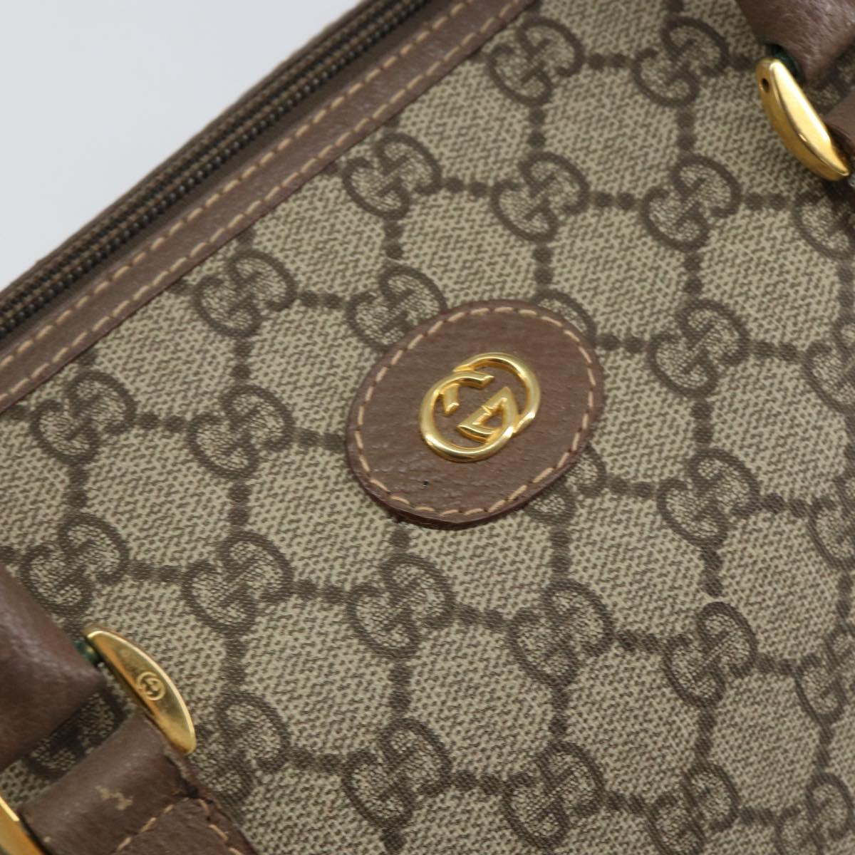 GUCCI GG Supreme Boston Bag PVC Beige Gold 001 39 6842 4023 Auth 155596