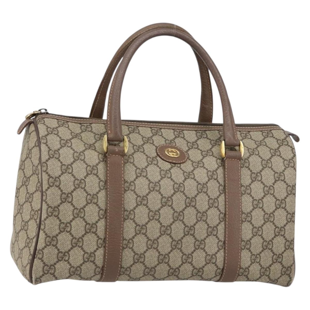 GUCCI GG Supreme Boston Bag PVC Beige Gold 001 39 6842 4023 Auth 155596