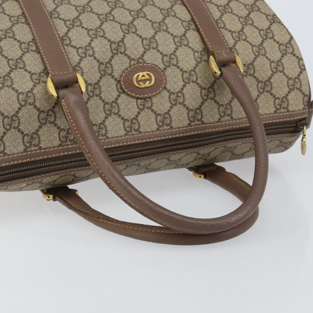 GUCCI GG Supreme Boston Bag PVC Beige Gold 001 39 6842 4023 Auth 155596
