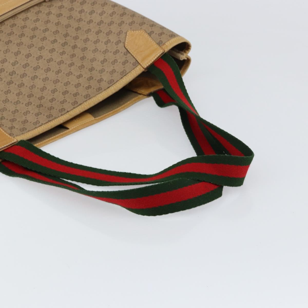 GUCCI Micro GG Supreme Web Sherry Line Tote Bag PVC Beige Red Auth 155601