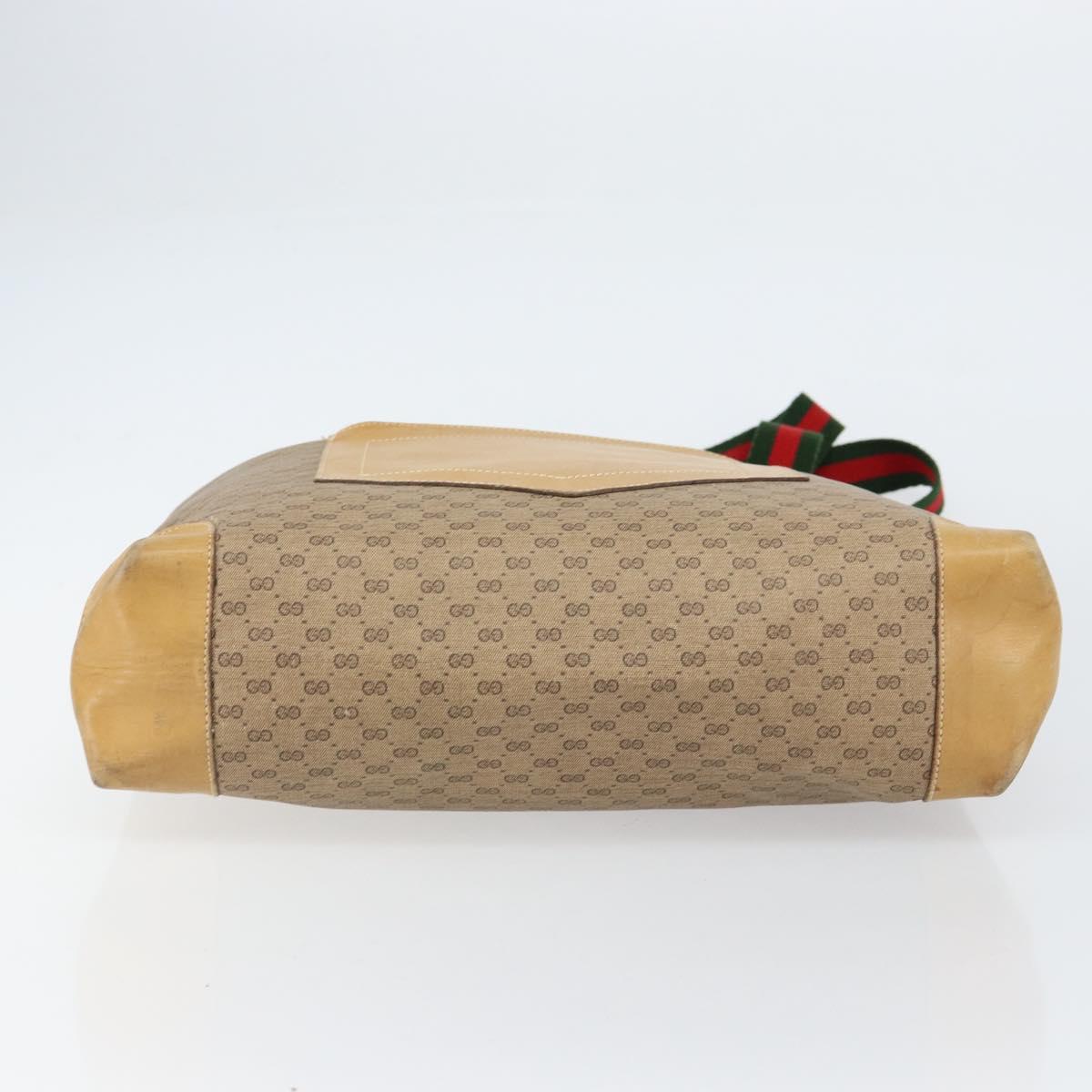 GUCCI Micro GG Supreme Web Sherry Line Tote Bag PVC Beige Red Auth 155601