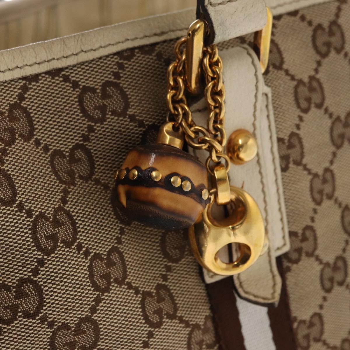 GUCCI GG Canvas Sherry Line Hand Bag Beige Gold 139260 Auth 155602