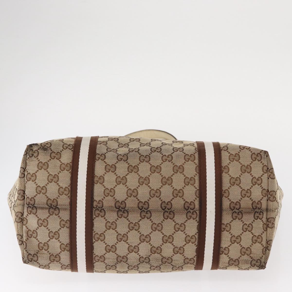 GUCCI GG Canvas Sherry Line Hand Bag Beige Gold 139260 Auth 155602