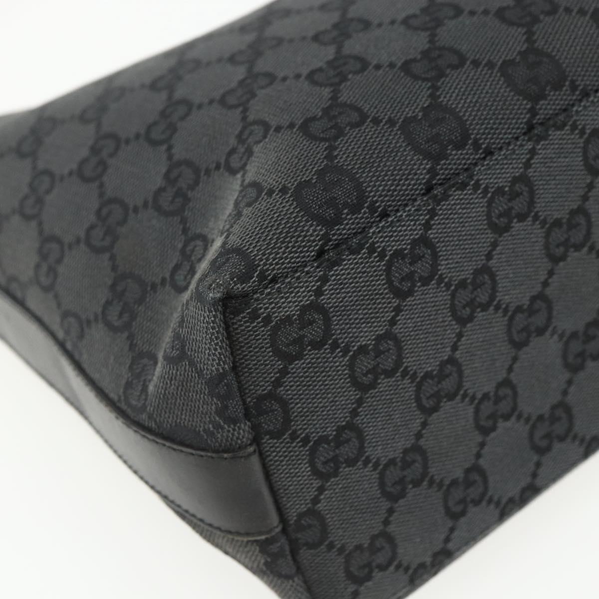 GUCCI GG Canvas Shoulder Bag Black Silver 000 0602 Auth 155604