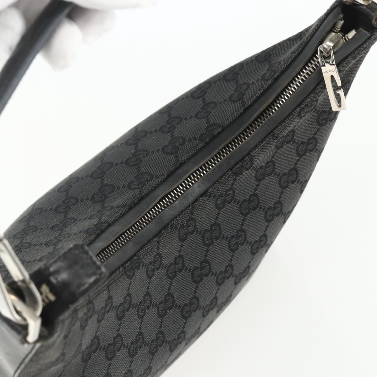 GUCCI GG Canvas Shoulder Bag Black Silver 000 0602 Auth 155604