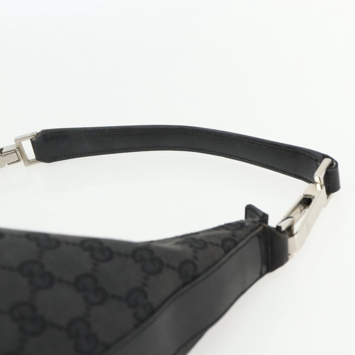 GUCCI GG Canvas Shoulder Bag Black Silver 000 0602 Auth 155604