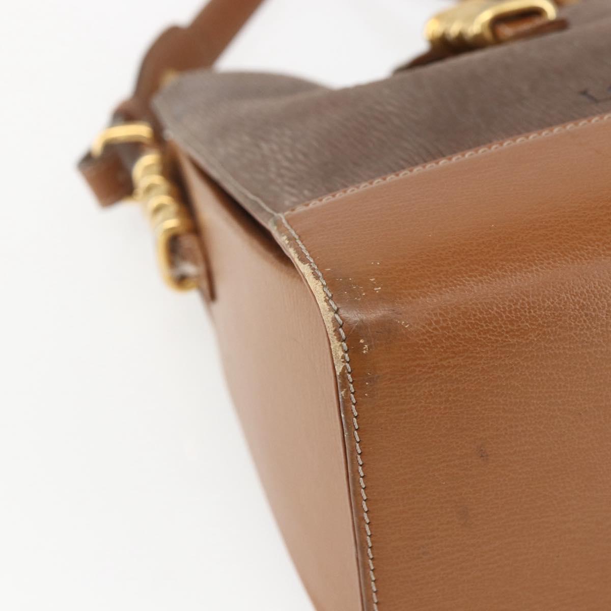 LOEWE Velazquez Shoulder Bag Leather Brown Gold Auth 155607